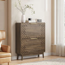 Freestanding Shoe Cabinet With 2 Flip Top Drawers For Entryway - Walnut by HouseOfZazla