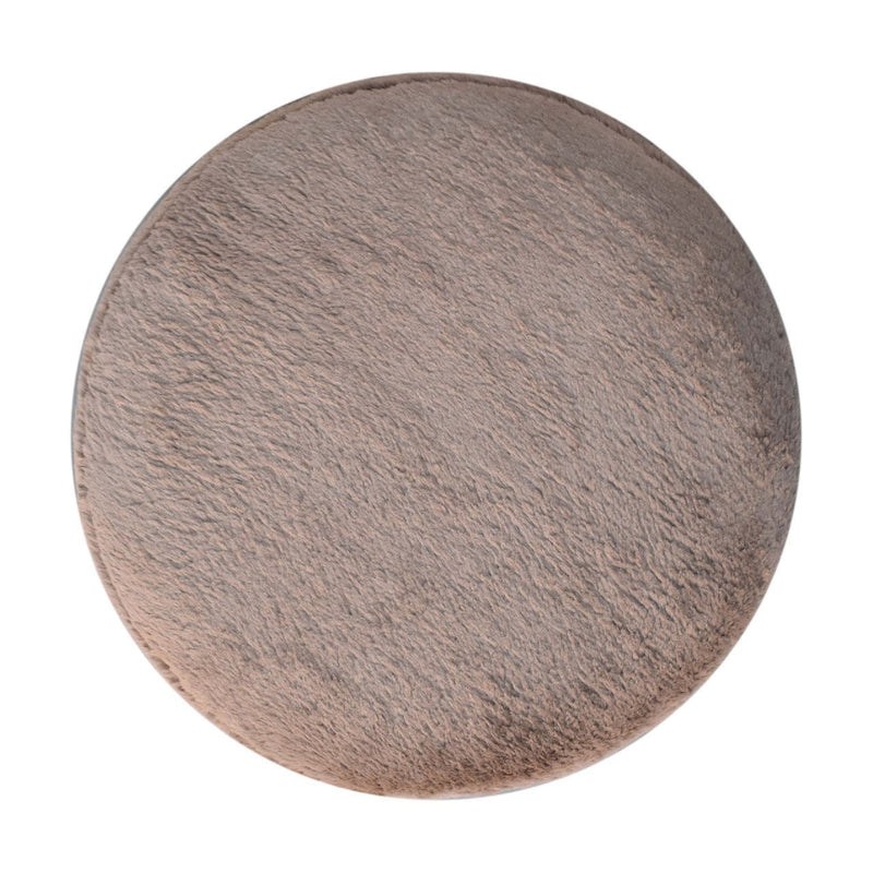 Walker Edison | Mocha Faux Fur Round Ball Footstool