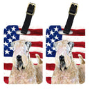 USA American Flag with Wheaten Terrier Soft Coated Luggage Tag