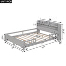 Wood Platform Bed With Built In LED Light, Storage Headboard And Guardrail by HouseOfZazla