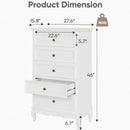 5 Drawer Tall Wide Chest Of Drawers - White by HouseOfZazla