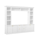 TV Stand With Bookcase, Storage Cabinet With 3 Adjustable Shelves, Living Room Entertainment Center - White by HouseOfZazla