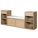 Entryway Storage Bench With Cushion, Drawers & Open Shelves by HouseOfZazla