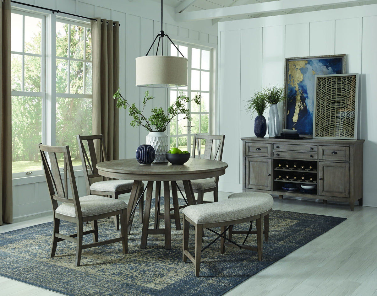 Paxton Place - Curved Bench With Upholstered Seat - Dovetail Gray, photo 7 of 7