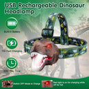 Dinosaur Headlamp Kids Headlight Dinosaur Flashlight with Realistic Roar Sound 4 Modes Adjustable Headband Kid Camping Gear Unique Gifts for Boys by GBruno Store
