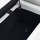 Elegant Upholstered Storage Bench With Cylindrical Arms And Iron Legs, by HouseOfZazla