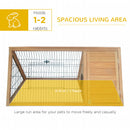 46" x 24" Wooden A-Frame Outdoor Rabbit Cage Small Animal Hutch with Outside Run & Ventilating Wire, Yellow