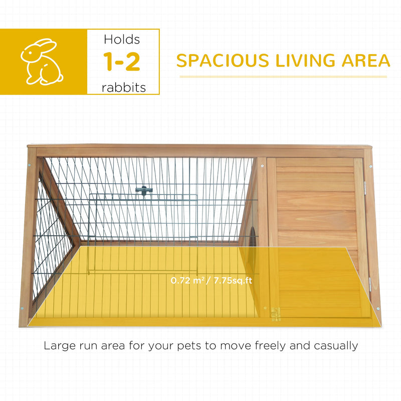 46" x 24" Wooden A-Frame Outdoor Rabbit Cage Small Animal Hutch with Outside Run & Ventilating Wire, Yellow