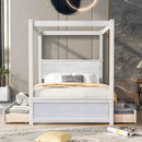 Canopy Platform Bed With Drawers, Support Slats, No Box Spring Needed by HouseOfZazla