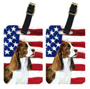 USA American Flag with Springer Spaniel Luggage Tag