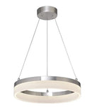 Edge-Lit 16"W 1-Light Round LED Ribbon Chandelier Light Fixture Brushed Nickel Finish by LampsUSA
