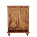 Shoe Cabinet With 5 Tier Freestanding Organizer, Ventilated Doors - Natural Wood by HouseOfZazla
