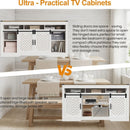 TV Stand With Sliding Barn Doors And Adjustable Storage - White / Oak by HouseOfZazla