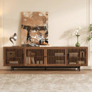 TV Stand For TVs, Entertainment Center With Closed Storage & Cable Management, Soft Closing Hinges - Walnut by HouseOfZazla