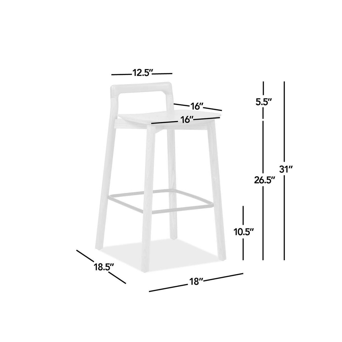 Sven - Modern Minimalist Low Back Counter Stool - Natural Blonde Ash, photo 5 of 8