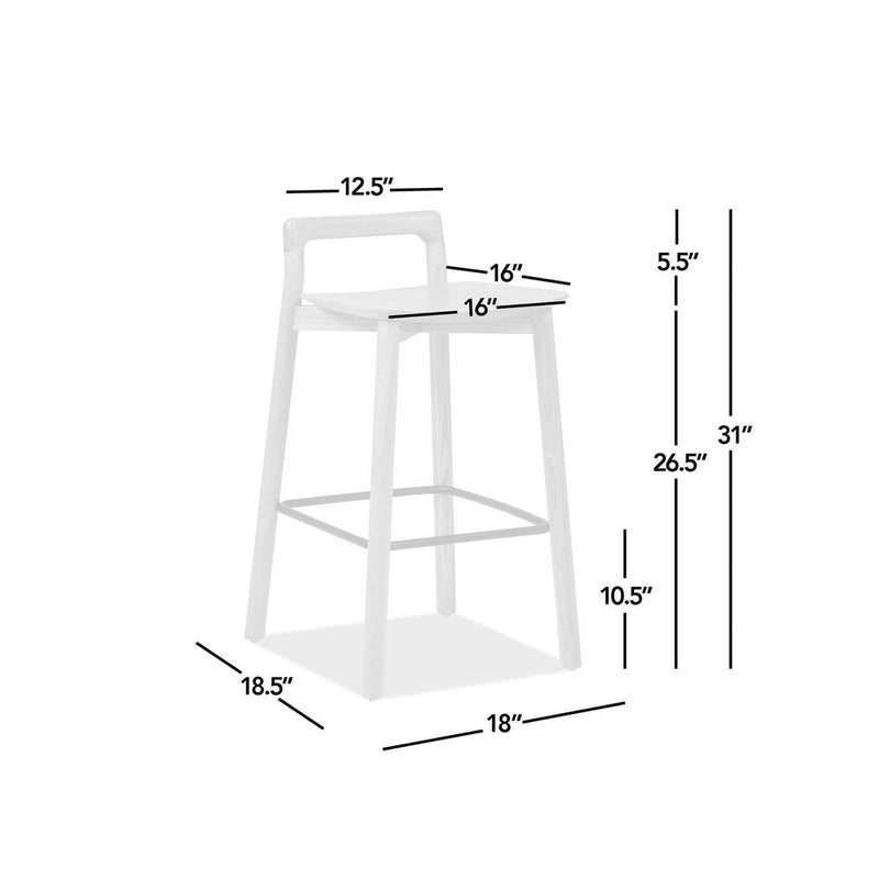 Sven - Modern Minimalist Low Back Counter Stool - Natural Blonde Ash, photo 5 of 8