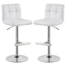 Lenny - Upholstered Adjustable Bar Stool (Set of 2) - White