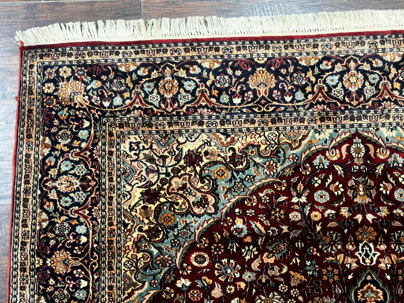 4x6 Silk Rug, Very Fine 650 KPSI, Silk Persian Carpet, Red, Floral Medallion, Sino Persian