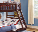 1pc Twin/Full Bunk Bed with Twin Trundle Dark Cherry Finish Wooden Bedroom Furniture