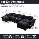 Luxury Chenille Upholstered U Shape Sofa with Two Ottomans