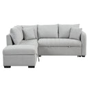 82.6" L-shaped Sectional Pull Out Sofa Bed Sleeper Sofa with Two USB Ports, Two Power Sockets and a Movable Storage Ottoman, Gray