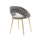 Accent Chairs Set of 2, Velvet Side Chairs with Gold Legs, Mid-Century Upholstered Dining Chairs for Living Room, Kitchen, Bedroom, Beauty Room