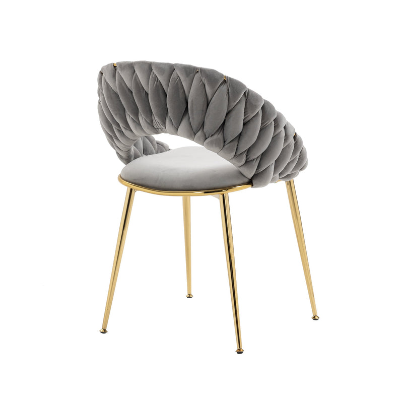 Accent Chairs Set of 2, Velvet Side Chairs with Gold Legs, Mid-Century Upholstered Dining Chairs for Living Room, Kitchen, Bedroom, Beauty Room