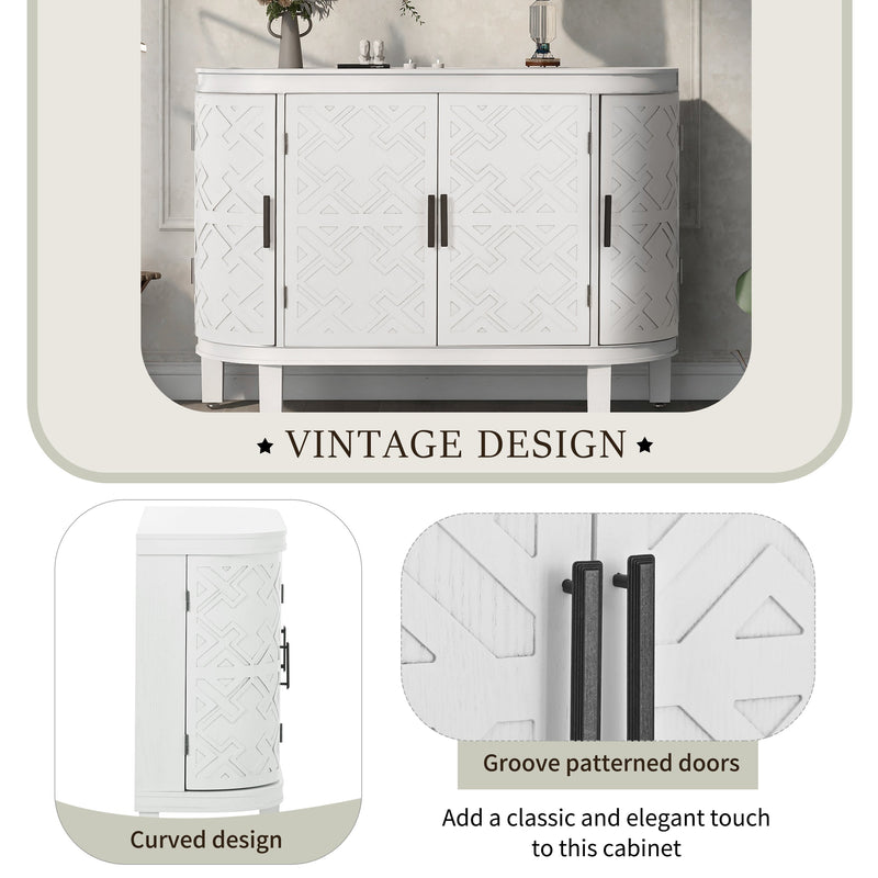 Accent Storage Cabinet Sideboard Wooden Cabinet with Antique Pattern Doors for Hallway, Entryway, Living Room