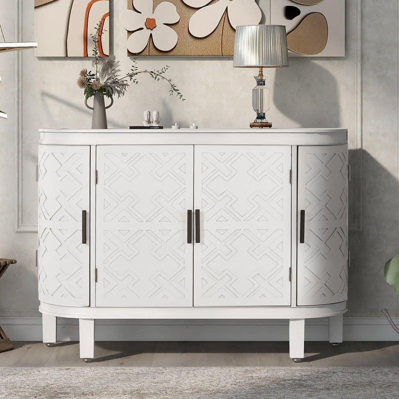 Accent Storage Cabinet Sideboard Wooden Cabinet with Antique Pattern Doors for Hallway, Entryway, Living Room