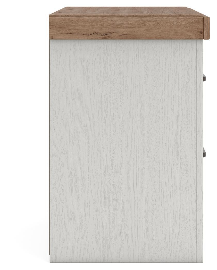 Savonport - Two Drawer Night Stand - White / Brown, photo 5 of 7