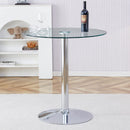 Modern Minimalist Circular Glass Dining Table With Electroplated Metal Legs 35" Diameter - Transparent by Unique Piece Furniture