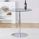 Modern Minimalist Circular Glass Dining Table With Electroplated Metal Legs 35" Diameter - Transparent by HouseOfZazla