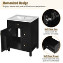 Elegant Bathroom Vanity With Ceramic Sink, Soft Close Doors And Drawers, Double Storage Racks by HouseOfZazla