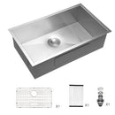 32" Undermount Kitchen Sink With, Single Bowl - Brushed Nickel by HouseOfZazla