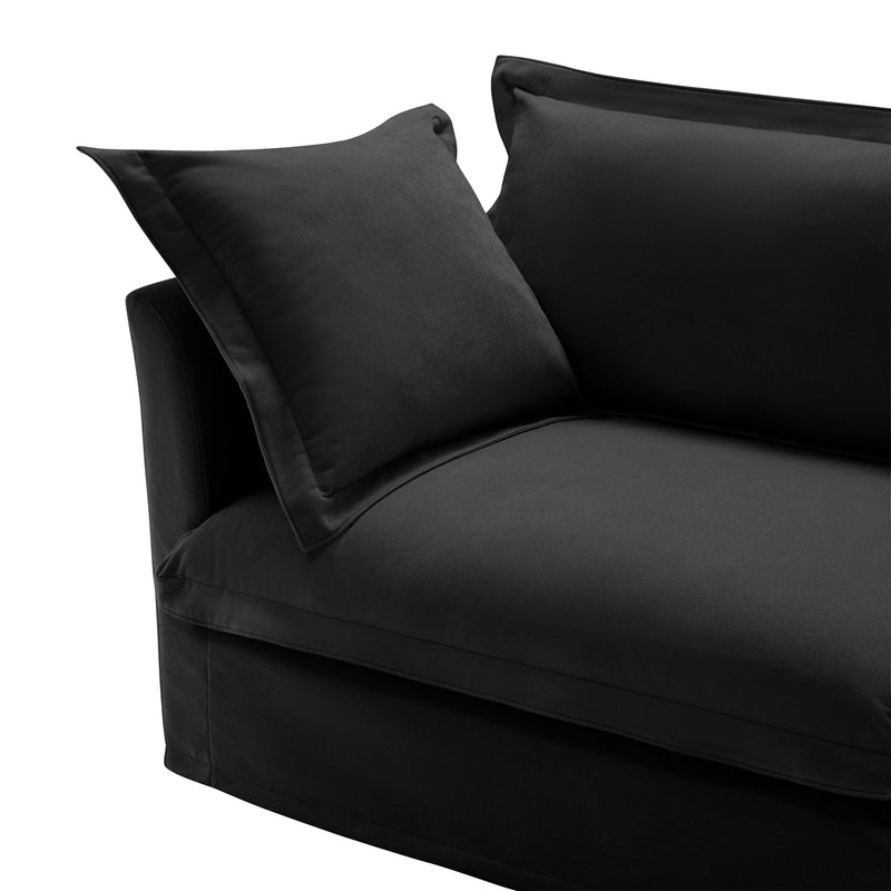 Slipcovered U Shape Sectional Deep Seat Sofa Couch, 3 Seater Sofa with French Edges Design Multiple Big Pillows, Modular Deep Seat Sectional Sofa Comfy Cloud Couch for Living Room, Apartment,Chenille