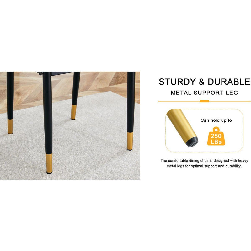 4 Dining Chair Set, White Dining Chair Set, PU Material High Back Seat and Sturdy Black Leg Chair for Dining Room, Kitchen and Living Room c-010