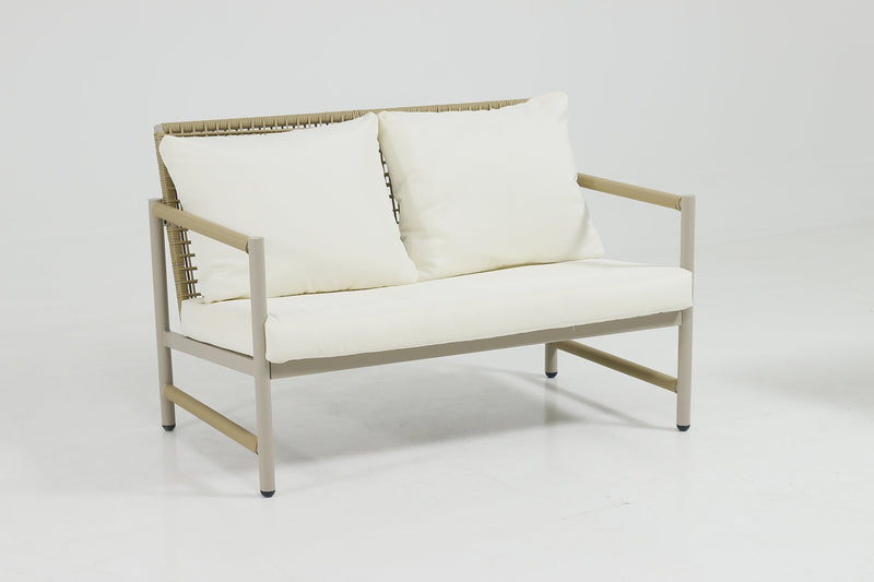 4 Pieces Patio Furniture Set, PE Rattan Wicker 4 Pcs Outdoor Sofa Set w/Washable Cushion and Tempered Glass Tabletop, Conversation Furniture for Garden Poolside Balcony