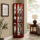 6 Shelf Lighted Corner Curio Cabinet with Adjustable Tempered Glass Shelves and Mirror Back, Cherry