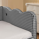 Gingham Daybed With USB Charging Port, Wave Shaped Design