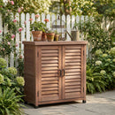 Potting Bench With Storage Cabinet And Metal Table Top For Outdoor by Unique Piece Furniture