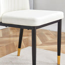 4 Dining Chair Set, White Dining Chair Set, PU Material High Back Seat and Sturdy Black Leg Chair for Dining Room, Kitchen and Living Room c-010