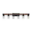 42" Rustic 6-Light Wall Sconce with Glass and Wood Accent