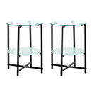 2-piece set (Clear) Tempered Glass End Table, Round Coffee Table for Bedroom Living Room Office