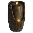 Outdoor Barrel Water Fountain with Rustic Wood Look Resin