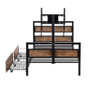 Twin Size Platform Bed With Headboard And Footboard, 2 Storage Drawers And Rotatable TV Stand - Black by HouseOfZazla