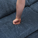 2-in-1 Sofa 82' Three-seater Sofa with Sofa Bed and Reversible Recliner, Blue Chenille