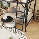 Full Size Loft Bed with Ladder and Storage Shelves by HouseOfZazla