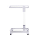 Glass Top C Shape Square Table With Metal Base For Living Room by Unique Piece Furniture