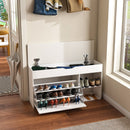 Modern Design Entryway Bench With Adjustable 3 Tier Flip-Up Drawers And Hidden Cabinet - White by HouseOfZazla