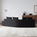 Upholstered Oversized Sectional Sofa, 4 Seater Extra Deep & Wide Curved Cloud Couch With 4 Throw Pillows For Living Room - Black by HouseOfZazla